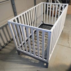 Brand New White Crib With Gray Trim