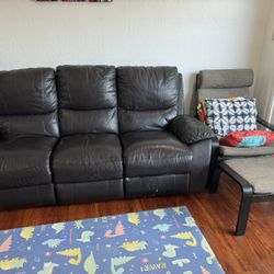 Poang Chair + Faux Leather Recliner Sofa