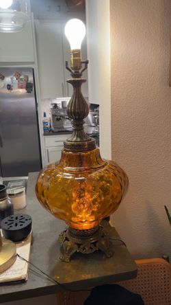Vintage Amber Glass Table Lamp