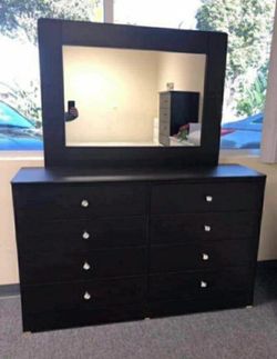 Dresser 8 Drawers With Mirror Compress Wood
