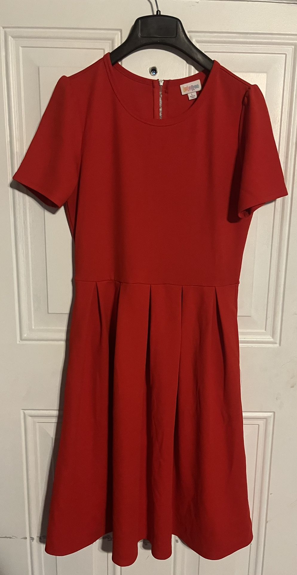 Woman’s Lularoe Red Dress W/Pockets Sz. L