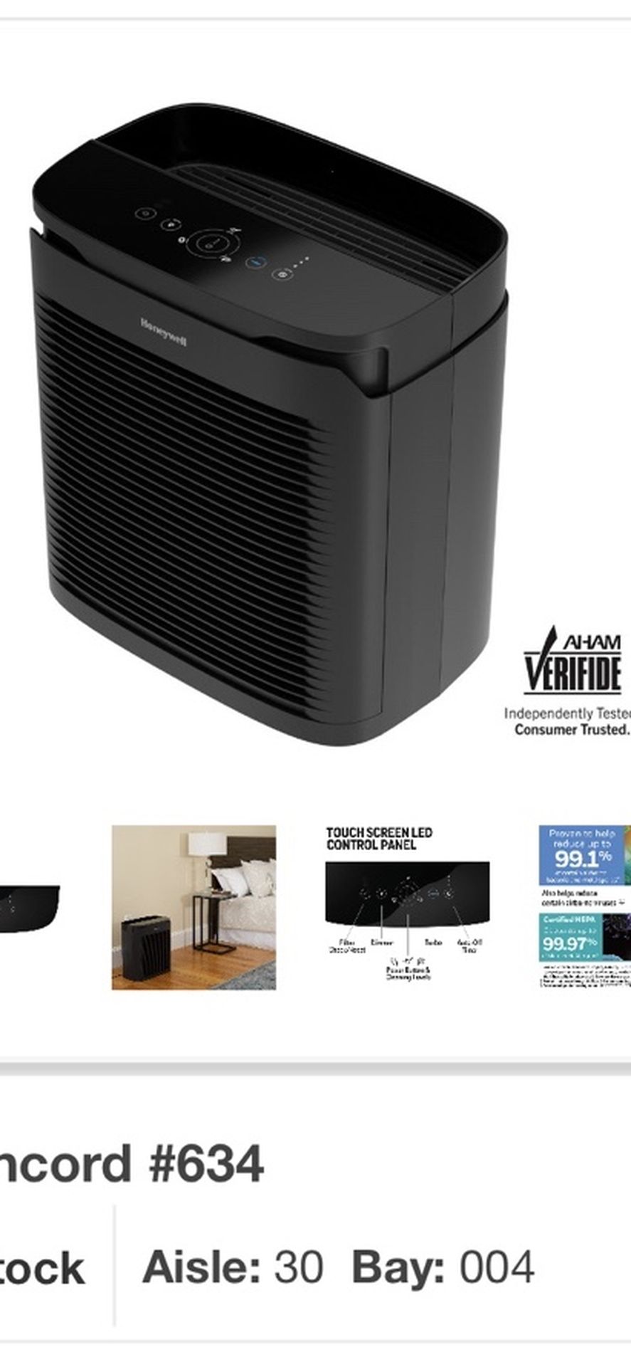 Honeywell PowerPlus True HEPA 200 sq. ft. Allergen Remover/Air Purifier