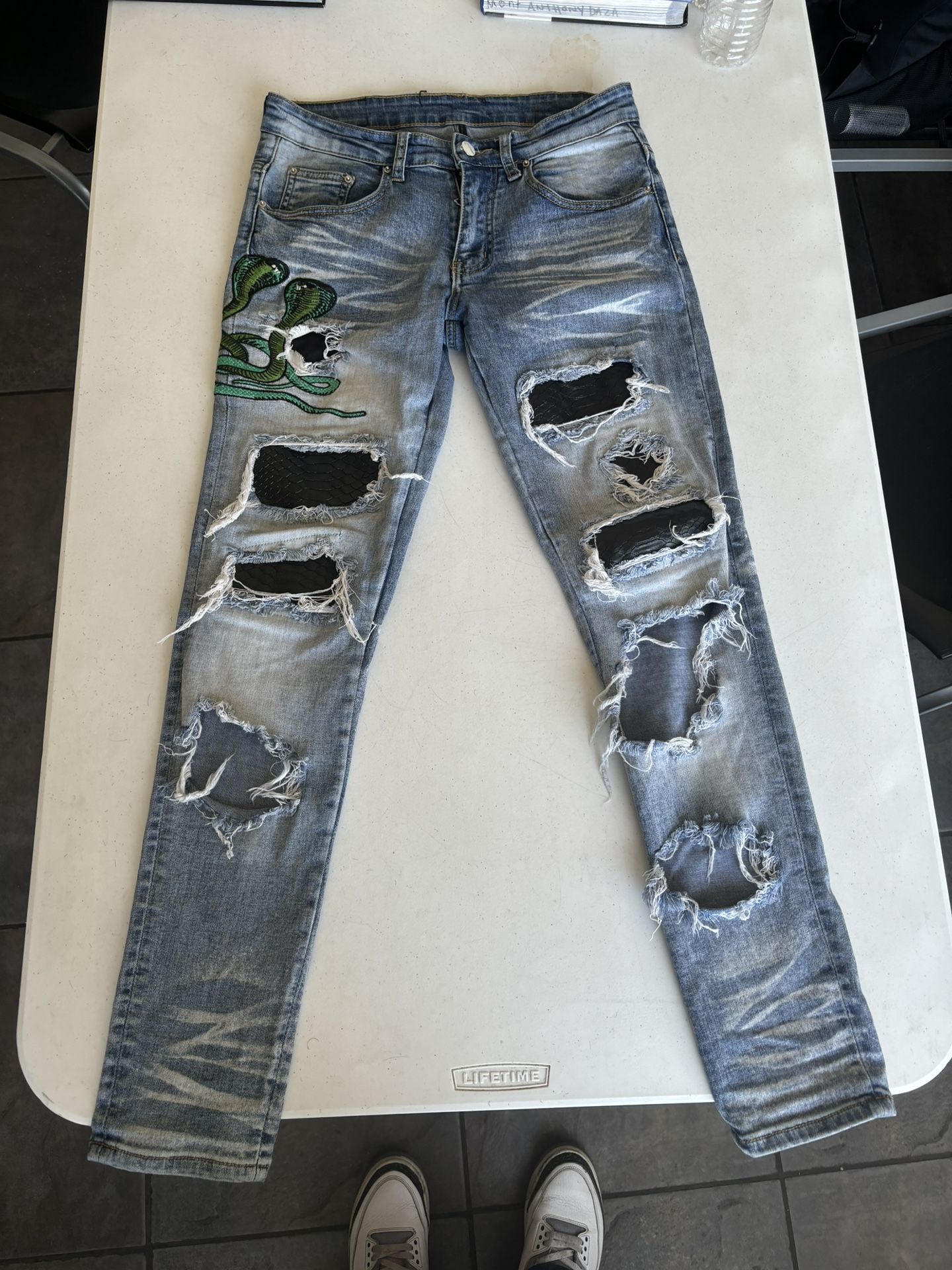 Amiri Art Patch Snake Jeans Size 30