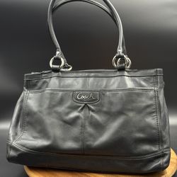 COACH BAG PURSE PARK BLACK SMOOTH LEATHER CARRYALL F19728 LEXI Y2K 90’s tote black