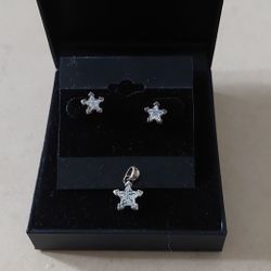 3-pc. Sterling Silver Set. Earrings And Pendent 