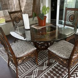 Glass Top Table W/ 4 Matching Chairs. 
