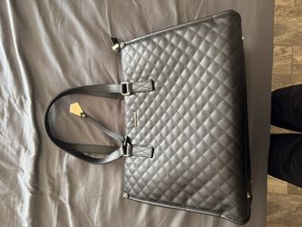 Quilted Black Laptop / Work Tote (Laptop + Lunch Pocket)