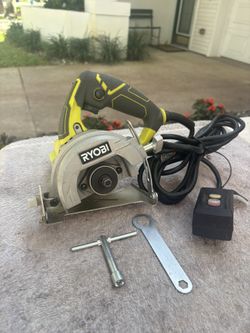 Like New Ryobi 4” Hand Held Tile Saw-TC 401-12 Amp-Tool Only- Blade Wrenches-Dry Cut/No Water Attachment
