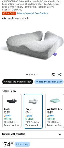 Cushion Lab Patented Pressure Relief Seat Cushion, an ergonomic memory foam cushion designed to relieve pressure on the tailbone, coccyx, hips, and lo