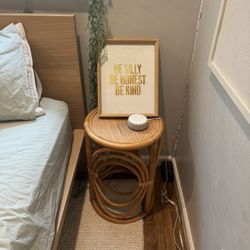 2 Wicker Bamboo Side Tables