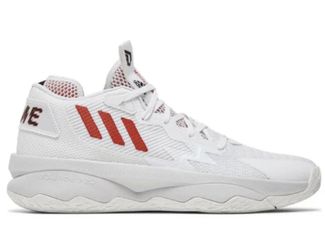 Men's Adidas Dame 8 Dame Time Sneakers Low White Vivid Red Black GY0384 Sz 13