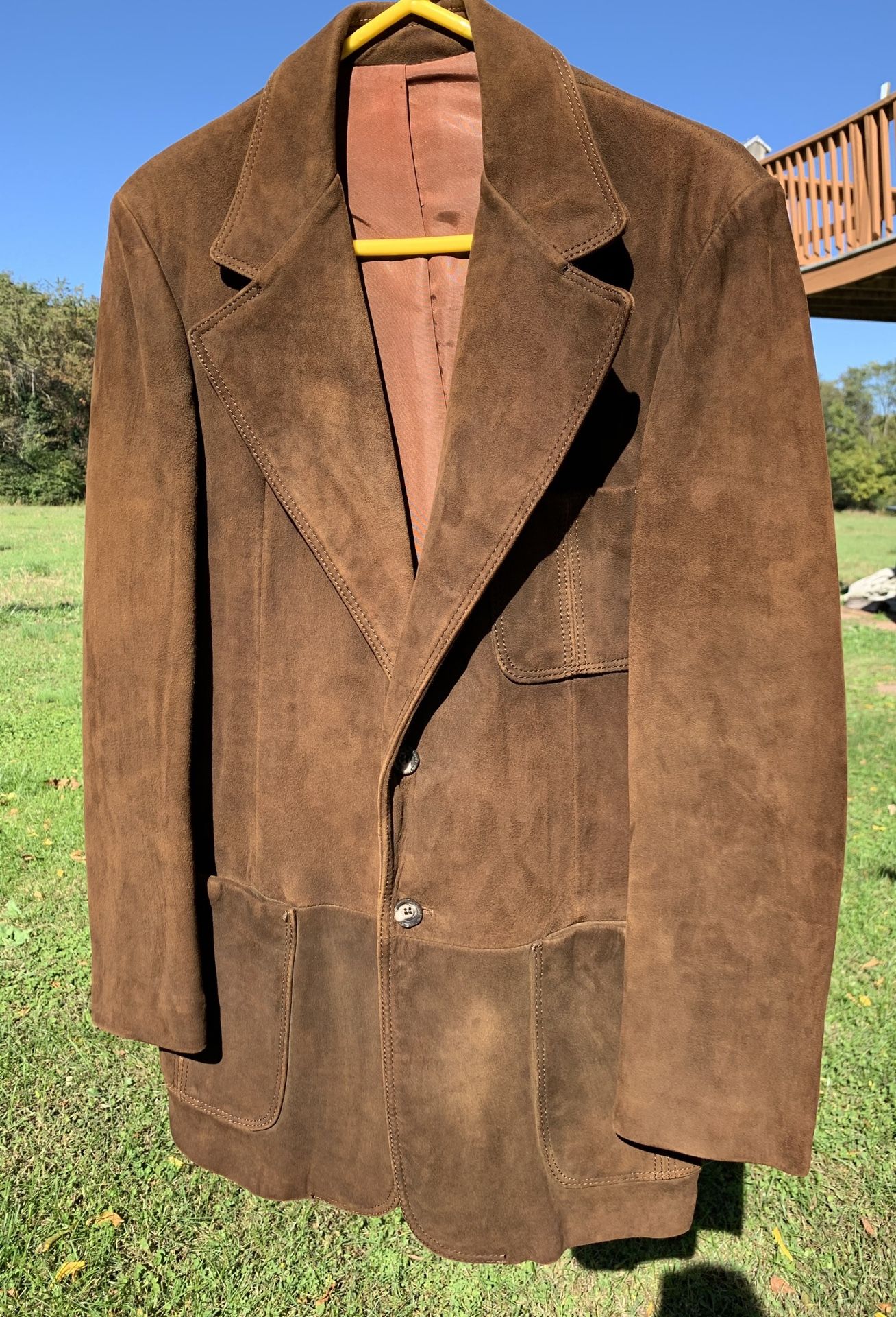 Brown Suede Leather Blazer Jacket Mens 