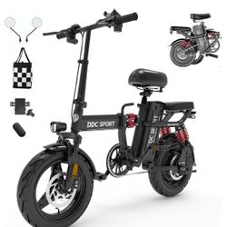 DDC M1 700W 48V/20Ah Electric Bicycle With Removable Battery, Folding Electric Bike for Adults,14'' Ebike Urban City with 10 Shock Absorptions