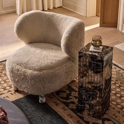 Nadine Shearling Accent Chair With Marble Legs By Goop
