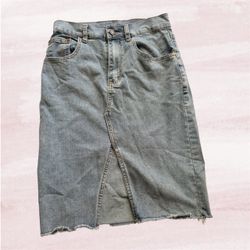H&G blue denim midi skirt