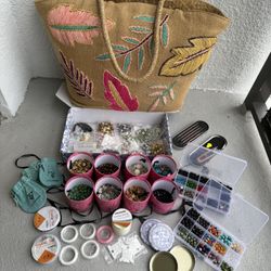 Jewelry Making Supplies Bundle + Large Embroidered Tote Bag