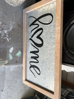 Metal And Wood Home Sign 