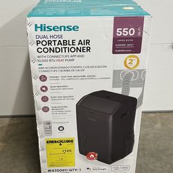 Portable Air Conditioner with Heater Hisense 10000-BTU DOE (115 Volts) Gray Vented Wi-Fi enabled Portable Air Conditioner with Heater with Remote Cool