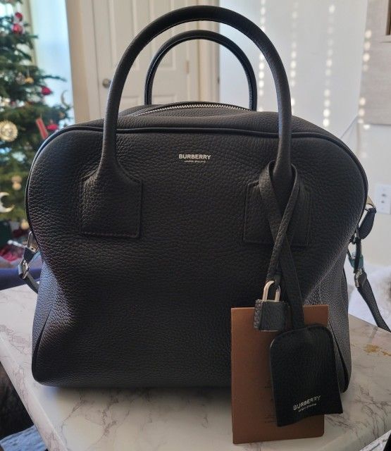 New Burberry Black Med Cube Satchel Handbag