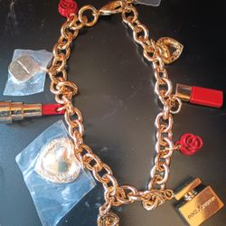 Authentic Vintage Gold Plated Dolce Gabbana Lipstick Charm Bracelet

