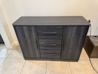 Cabinet with Drawers Dark Gray Wood Grain