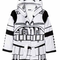 Star Wars Boys White Fleece Storm Trooper Bath Robe Housecoat