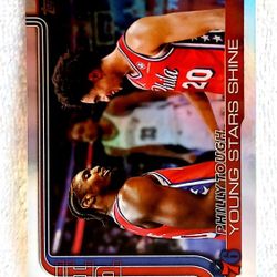 2025 Topps Young Stars Shine Rainbow Foil Maxey & McCain Philadelphia 76ers Basketball Card 