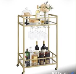 Rolling Bar Cart with mirror