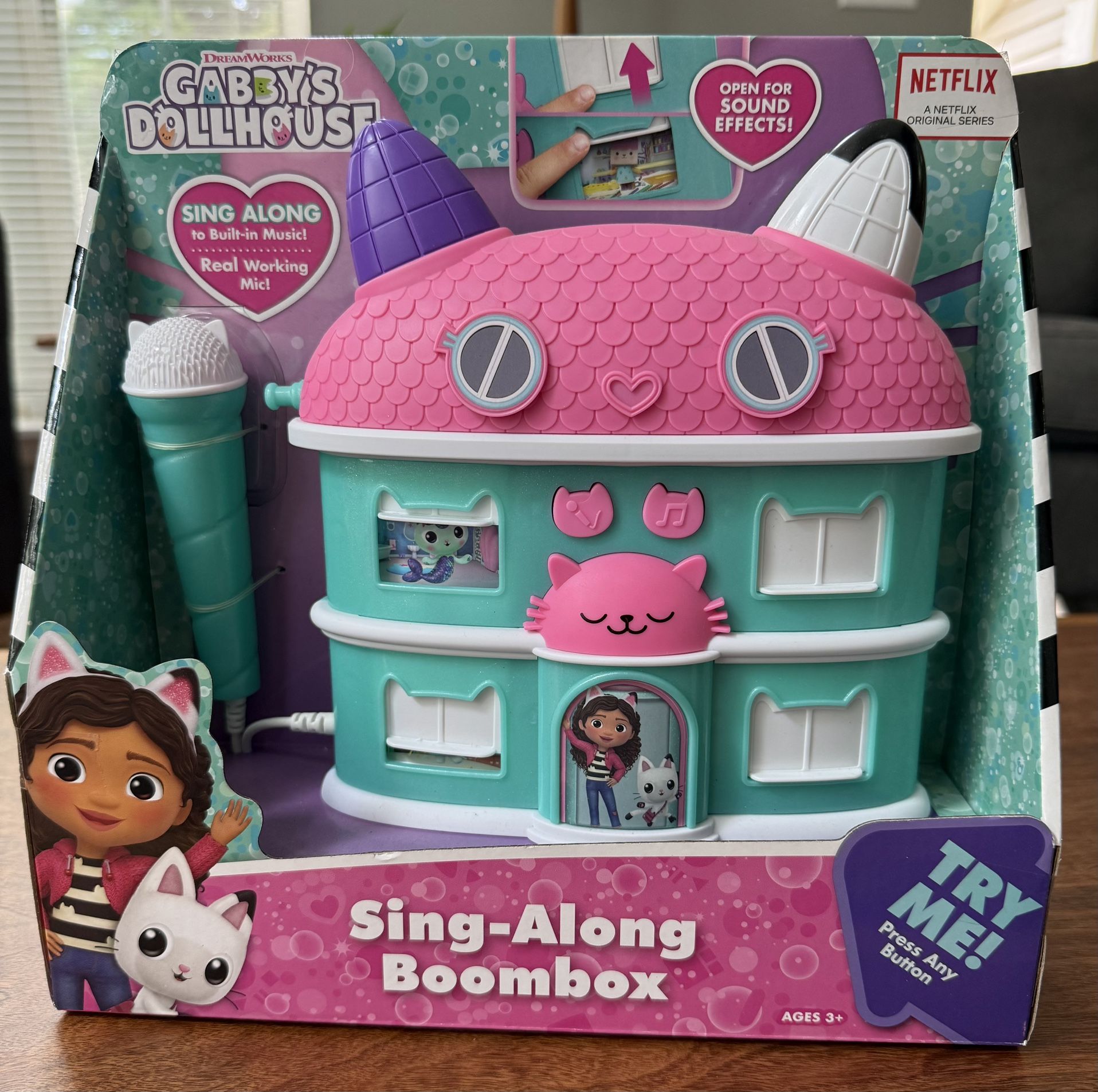 Gabby Sing Along Boom Box Speaker with Microphone, Kids Karaoke Machine with Built in Music