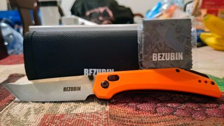 [NEW] Bezubin (AF01-ORG) Axis Lock, 14C28N Steel Tanto Point Blade, Orange G10 Scales