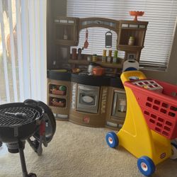 Kids Full Kitchen Set Kitchen, BBQ, & Shopping Cart