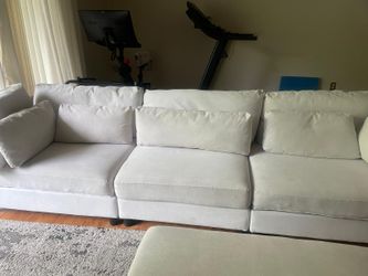 106" Modular couch  with movable ottoman and lumbar pillows