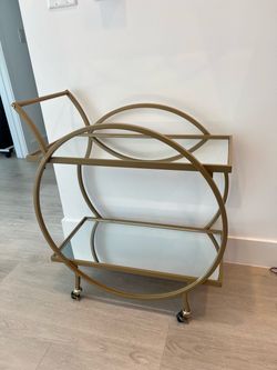 Gold Odessa Bar Cart with Mirrored Shelves – $85 OBO