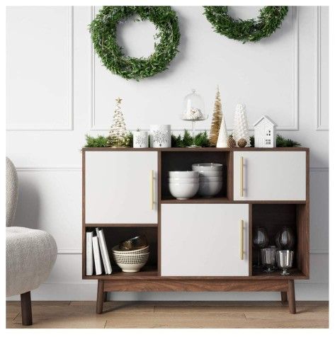 Brown Cube Storage with Close and Open Chelves for Living Room, Kitchen