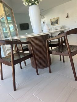 Marble dining table and four chairs