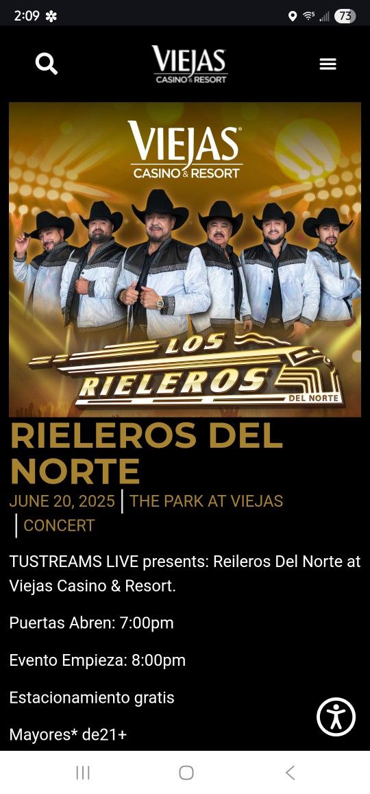 Los Rieleros Del Norte 4 Tickets. $120 Each