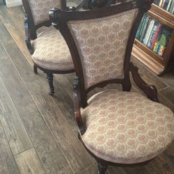 Two Antique Chairs, Cushioned Great Condition