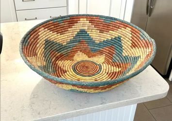 Handwoven basket bowl, extra large 26 inches woven art/BoHo Southwest decor