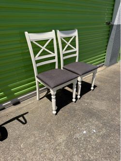 Set of 2 White Upholstered Dining Chairs – Sturdy & Comfortable