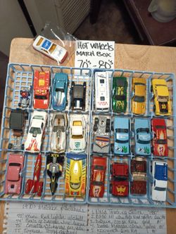 HOTWHEELS/MATCHBOX VINTAGE 70/80'S 25 CARS TOTAL IN ORIGINAL CASES