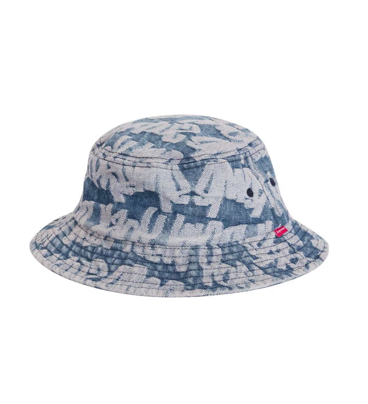 Supreme Fat Tip Jacquard Denim Crusher Blue Bucket Hat