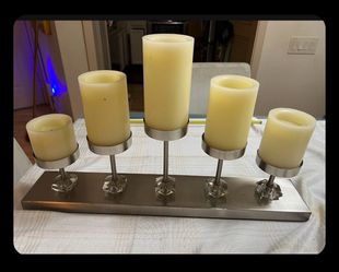 Silver & Crystal Staggered Candle Holder Candelabra