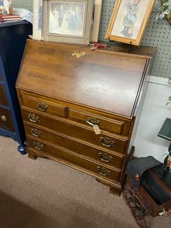 Vintage Ethan Allen Drop Front Secretary Desk