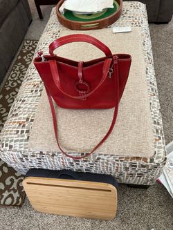Fossil Red Brown Leather W/Key Charm Shoulder/Satchel