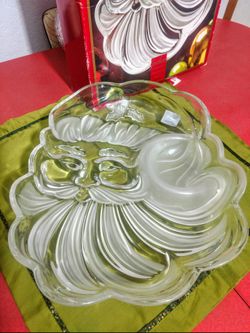 Gorham Crystal Santa Chip & Dip Tray