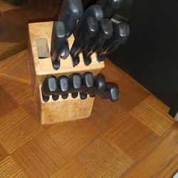 Set of knifes in wood block
