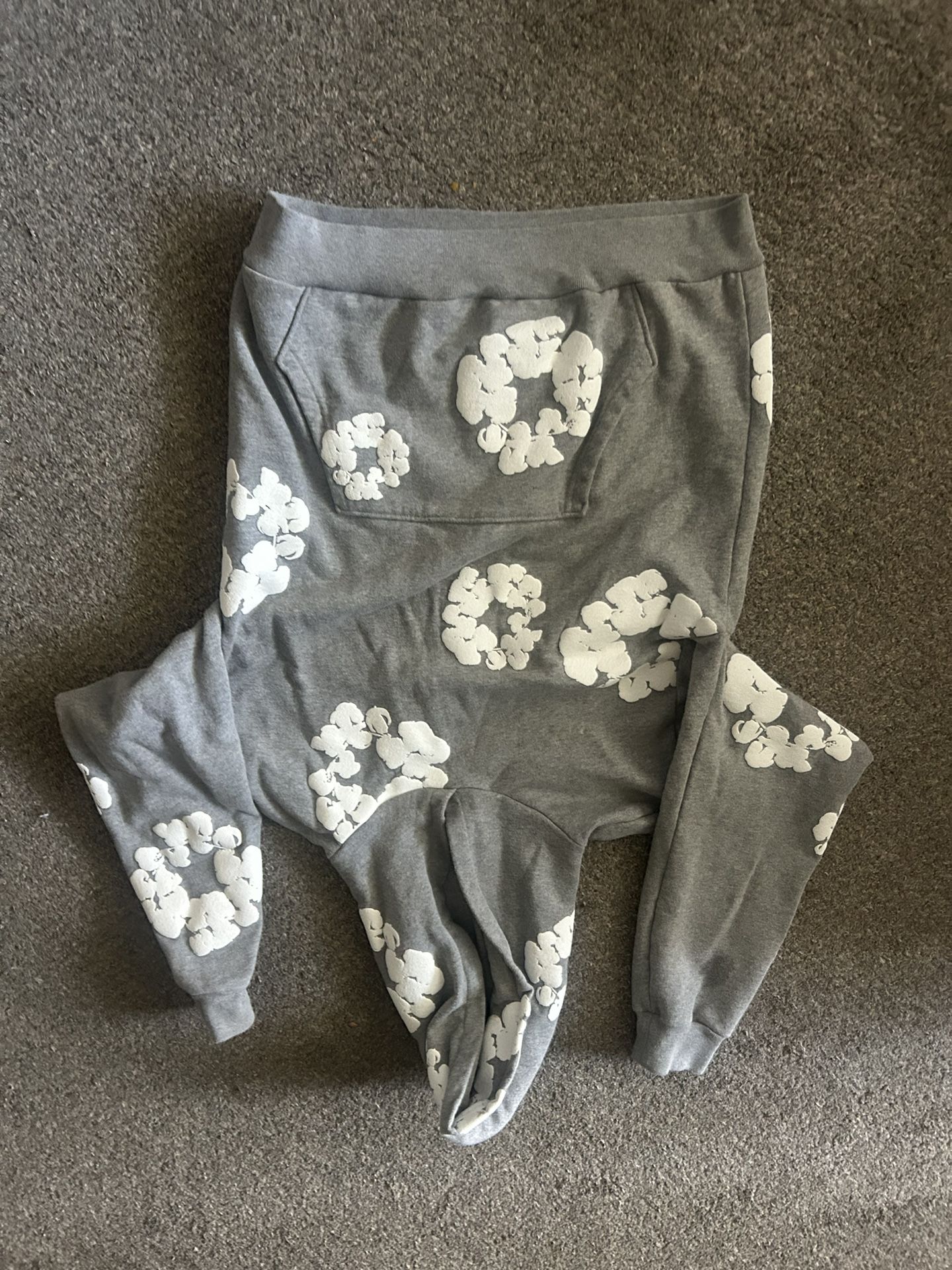Grey denim tear hoodie