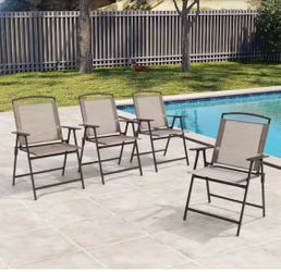 Set of 4 Outdoor Folding Patio Chairs