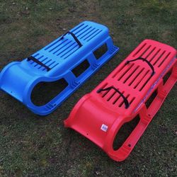 Lot 2 Heavy Duty Rotho Snow Star 2 Person Runner Snow Sledge Sleds