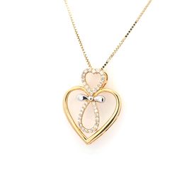 Ladies Heart With Infinity Pendant by With Diamonds And Box Chain
